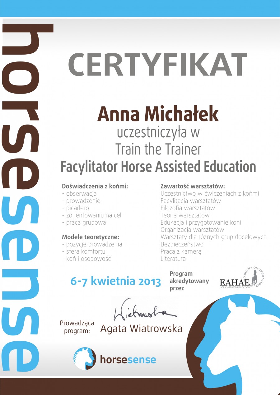 HS Certyfikat Anna Michałek